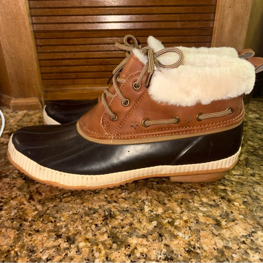 MARINA Two-Tone Ankle Boots with Cozy Fur - Picture 3 of 8